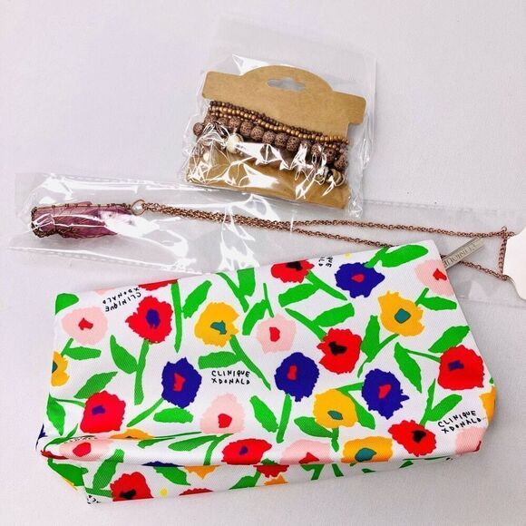 Clinique Floral Pouch Crystal Necklace & Stackable Bracelet Bundle - Picture 5 of 9